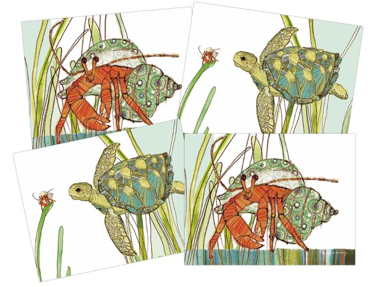 Turtle & Hermit Crab Outdoor Placemats Set